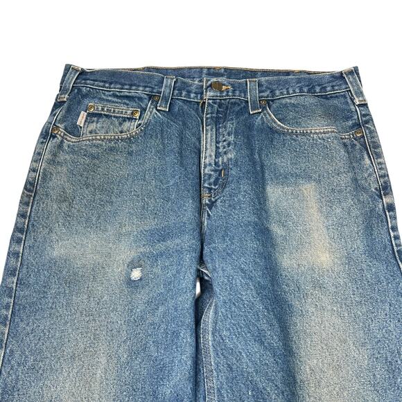 Carhartt Straight Leg Relaxed Fit Jeans Medium Wash B460 FLAW Mens 36x30 - Picture 3 of 6